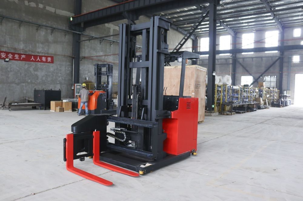 Seat Style 3 Way Pallet Stacker 3 Way Forklift Side Stand On