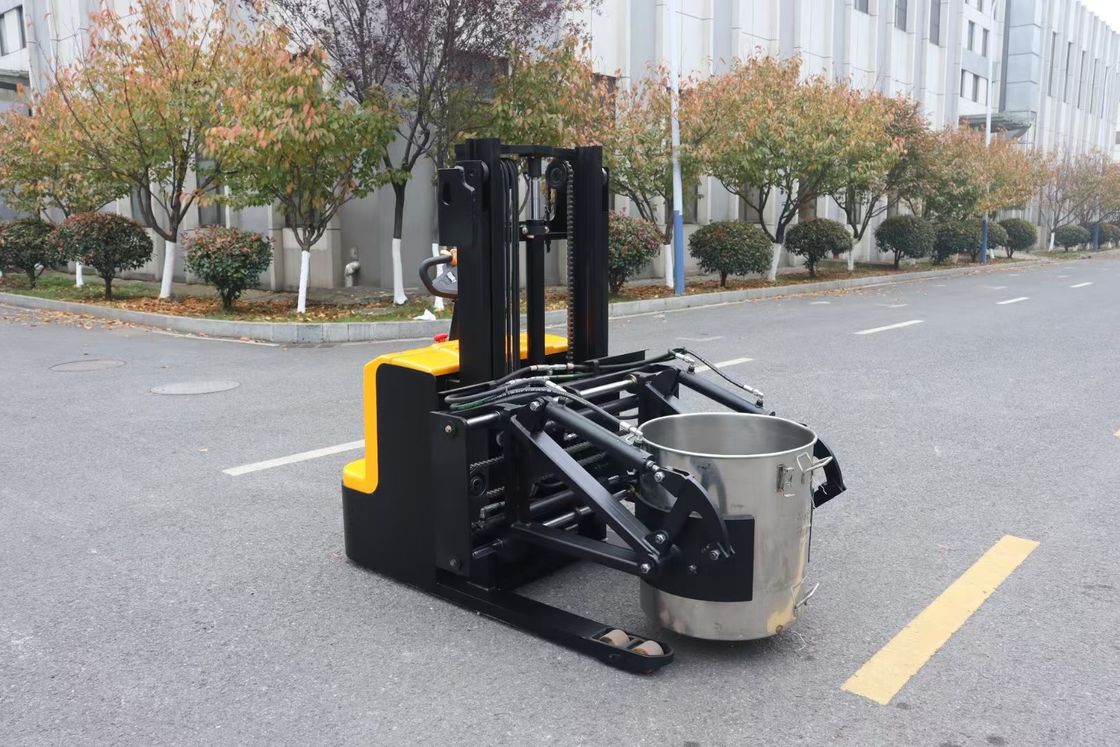 Height 2000 mm Capacity 300 KG Electric Stacker  With  Gripping  Barrel  Clamping  Mechanical Steering Walking Type