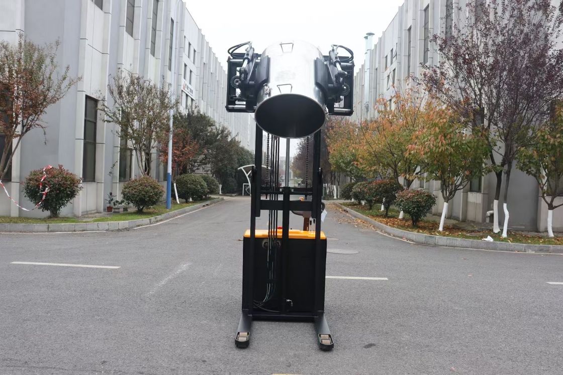 Height 2000 mm Capacity 300 KG Electric Stacker  With  Gripping  Barrel  Clamping  Mechanical Steering Walking Type